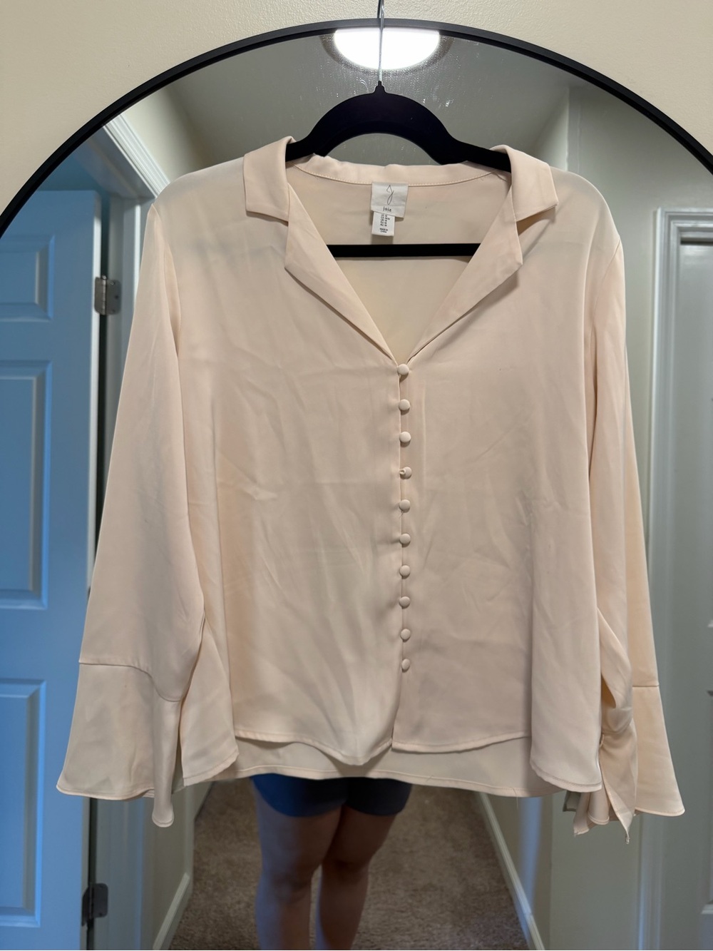 Joie Cream Button Front Bell Sleeve Blouse